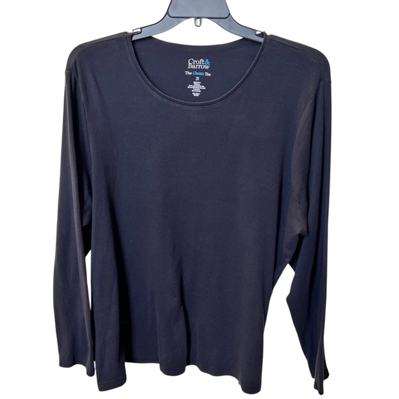 Croft & Barrow The Classic Tee Black Long Sleeve Crew Neck Tee - Picture 3 of 10